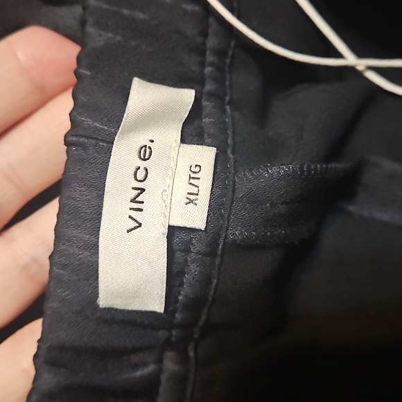 NWT Vince Sidestripe Satin Low-Rise Wide-Leg Black Pants - Picture 8 of 11